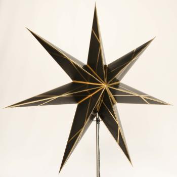 Preview: Samia Schwarz/Gold  - Faltbarer Leuchtstern, Weihnachtsstern aus Papier mit 7 Zacken, 60 cm